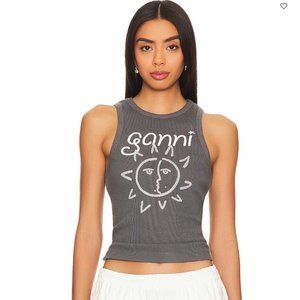 Ganni Graphic Sun Tank Grey Size XS